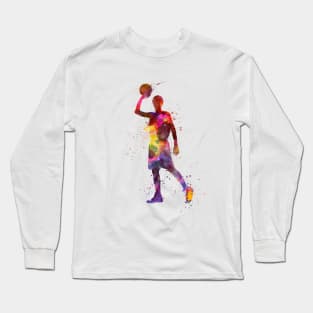 Basketball player in watercolor Long Sleeve T-Shirt